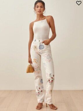 Reformation Cynthia Doodle High Rise Straight Long Jeans